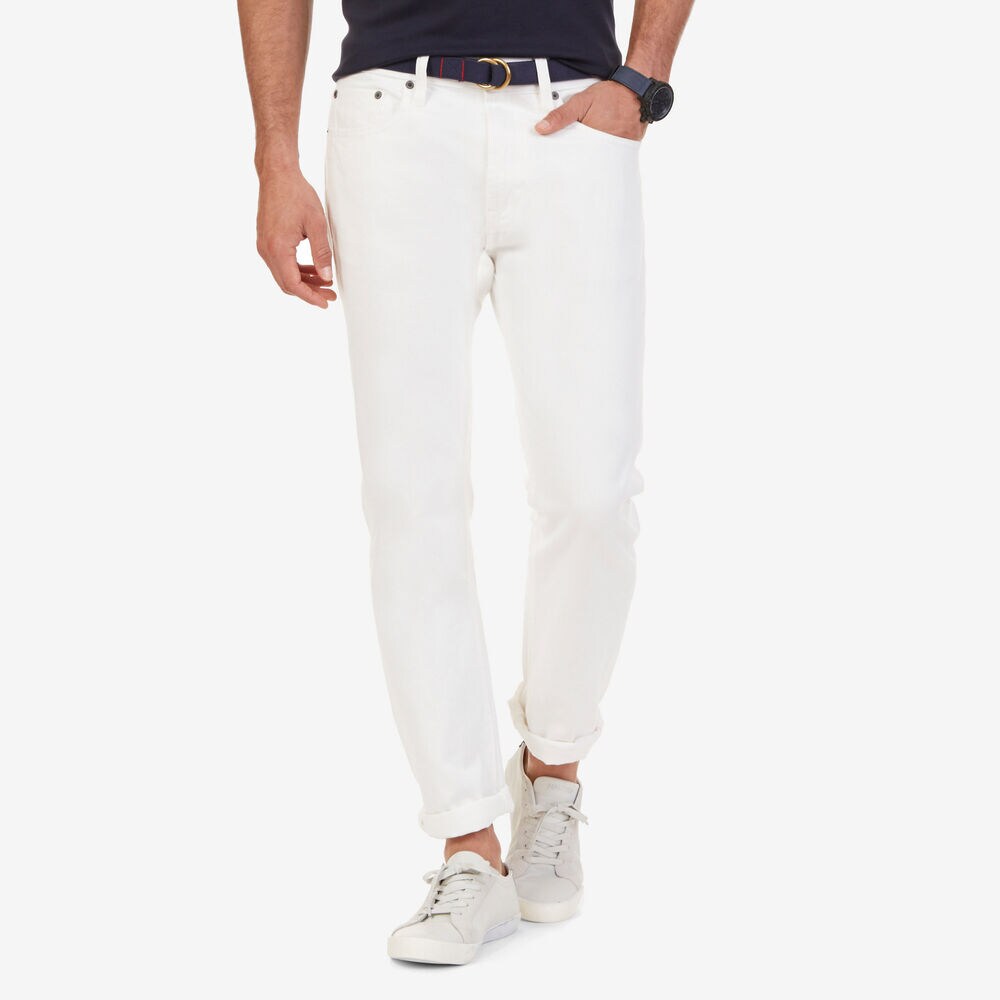 Selvedge White Denim Jeans,White Water Wash,large