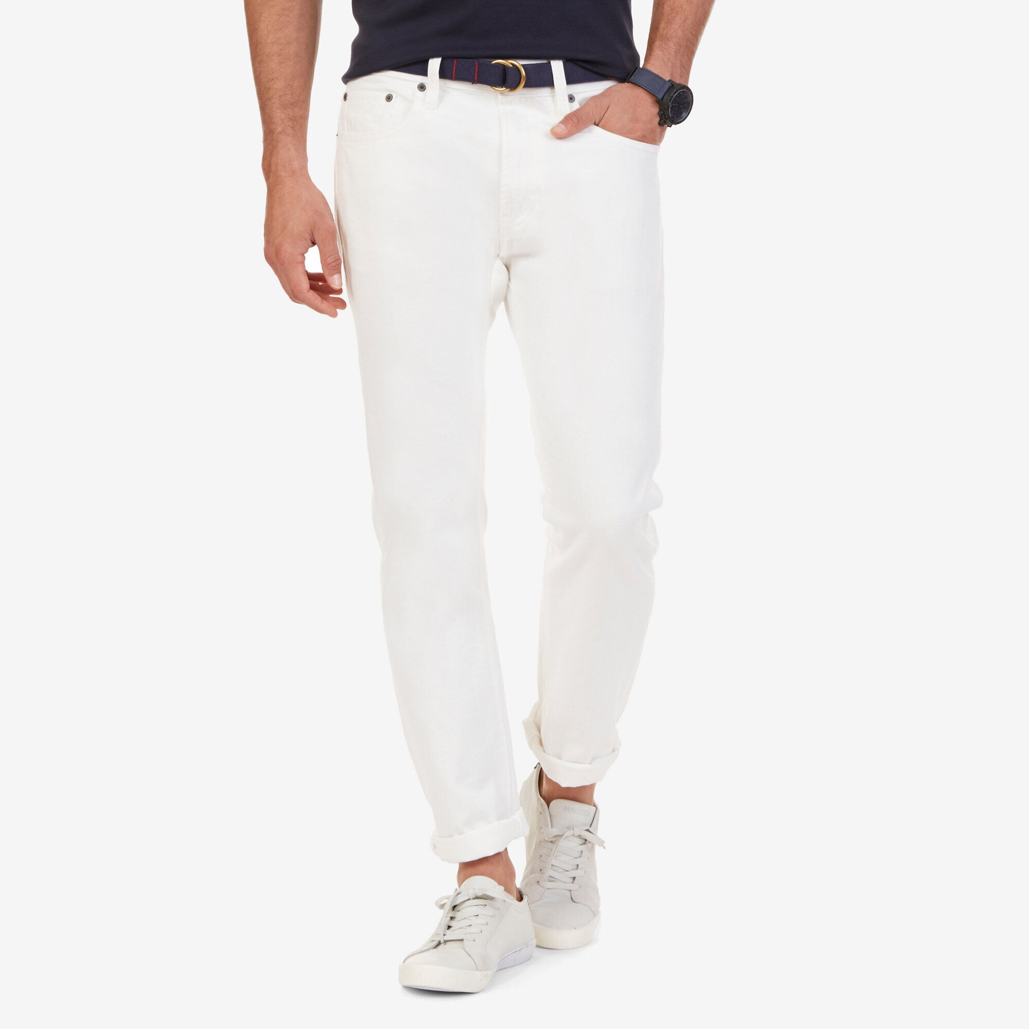Selvedge White Denim Jeans,White Water Wash,large