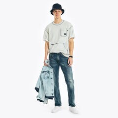 NAUTICA JEANS CO. CREWNECK POCKET T-SHIRT,Charcoal,large