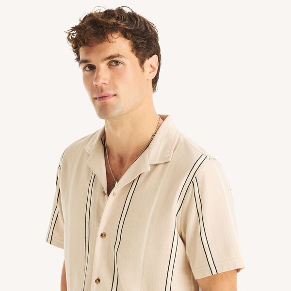 Classic Fit Striped Button-Front Polo