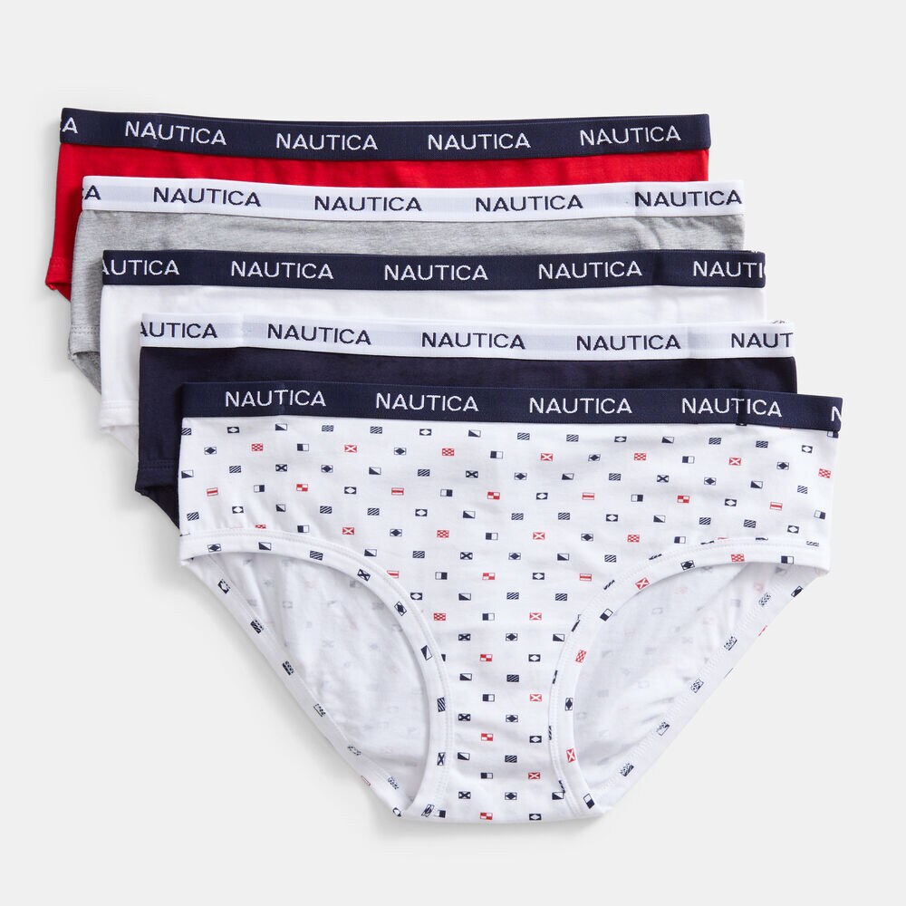 LOGO HIPSTER BRIEFS, 5-PACK,Nautica Red,large