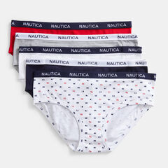 LOGO HIPSTER BRIEFS, 5-PACK,Nautica Red,large