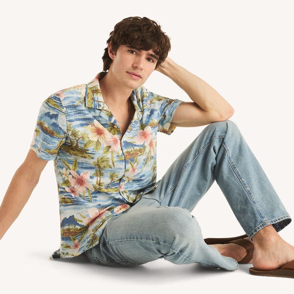 Printed Short-Sleeve Camp Shirt
