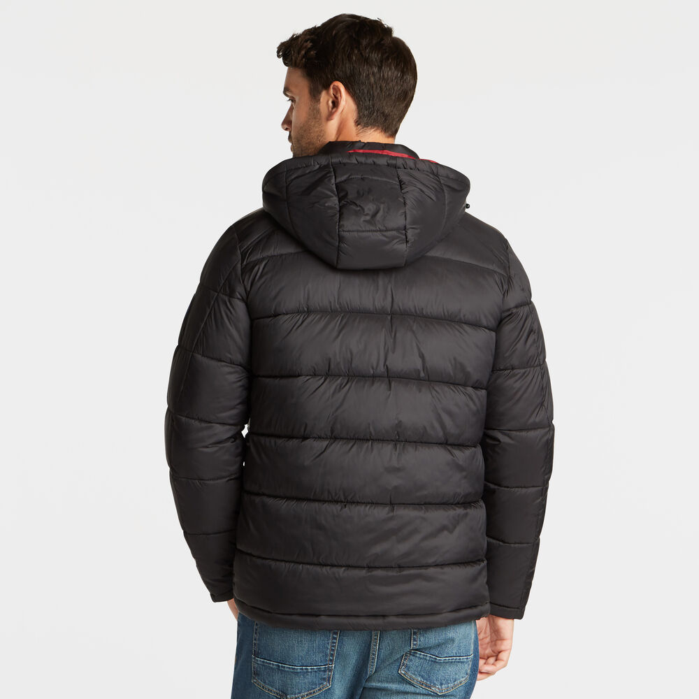 BIG & TALL PUFFER JACKET WITH REMOVABLE HOOD,Black,large