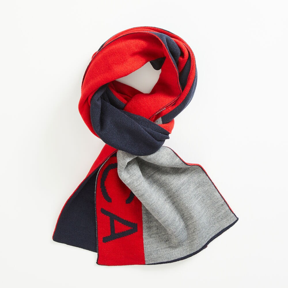 COLORBLOCK LOGO SCARF,Navy,large