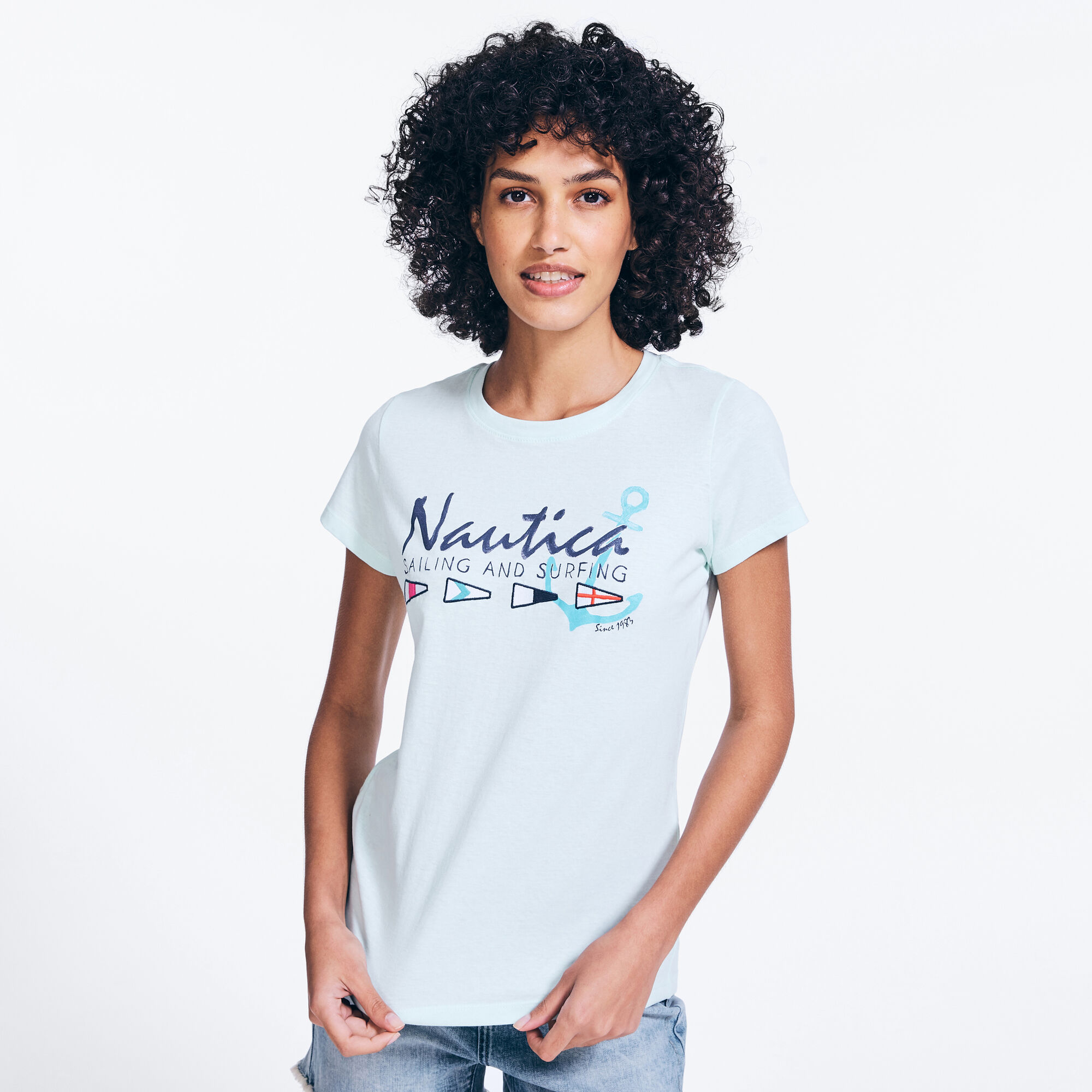 SAILING AND SURFING GRAPHIC T-SHIRT,Little Boy Blue,large