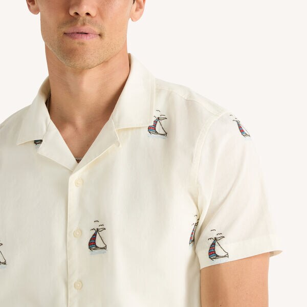 Embroidered Short-Sleeve Camp Shirt
