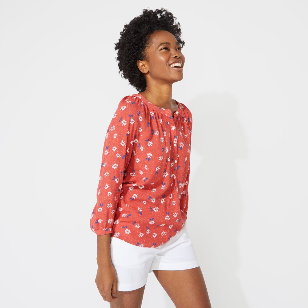 NAUTICA JEANS CO. PATTERNED POPOVER SHIRT,Crimson,large