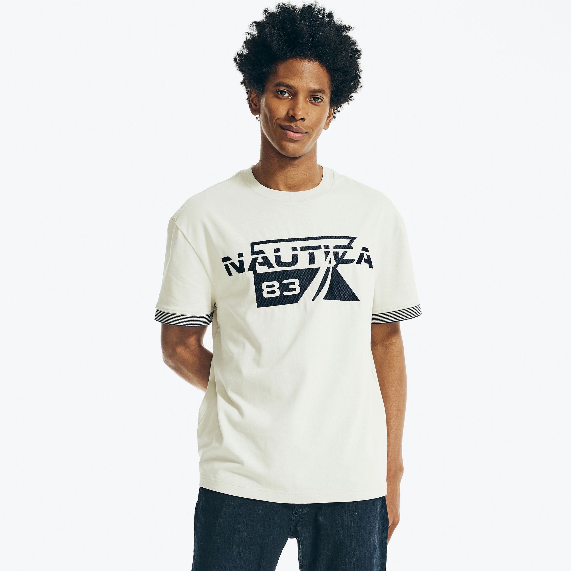 EMBROIDERED LOGO T-SHIRT,Nautica Stone,large