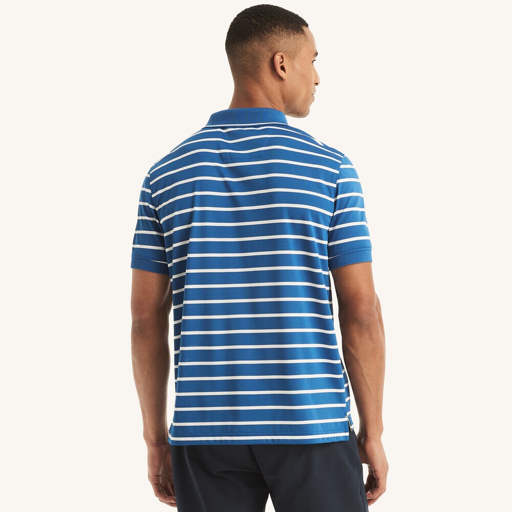 Navtech Striped Classic Fit Polo,Windsurf Blue,large