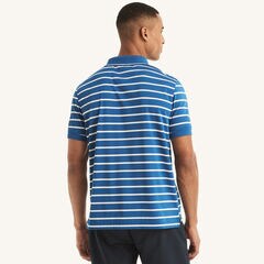 Navtech Striped Classic Fit Polo,Windsurf Blue,large