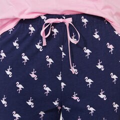 FLAMINGO PRINT SHORT SLEEVE PAJAMA SET,Starlight Blue,large