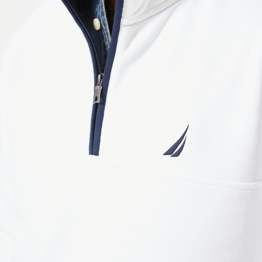 CLASSIC FIT QUARTER-ZIP FLEECE PULLOVER,Bright White,large