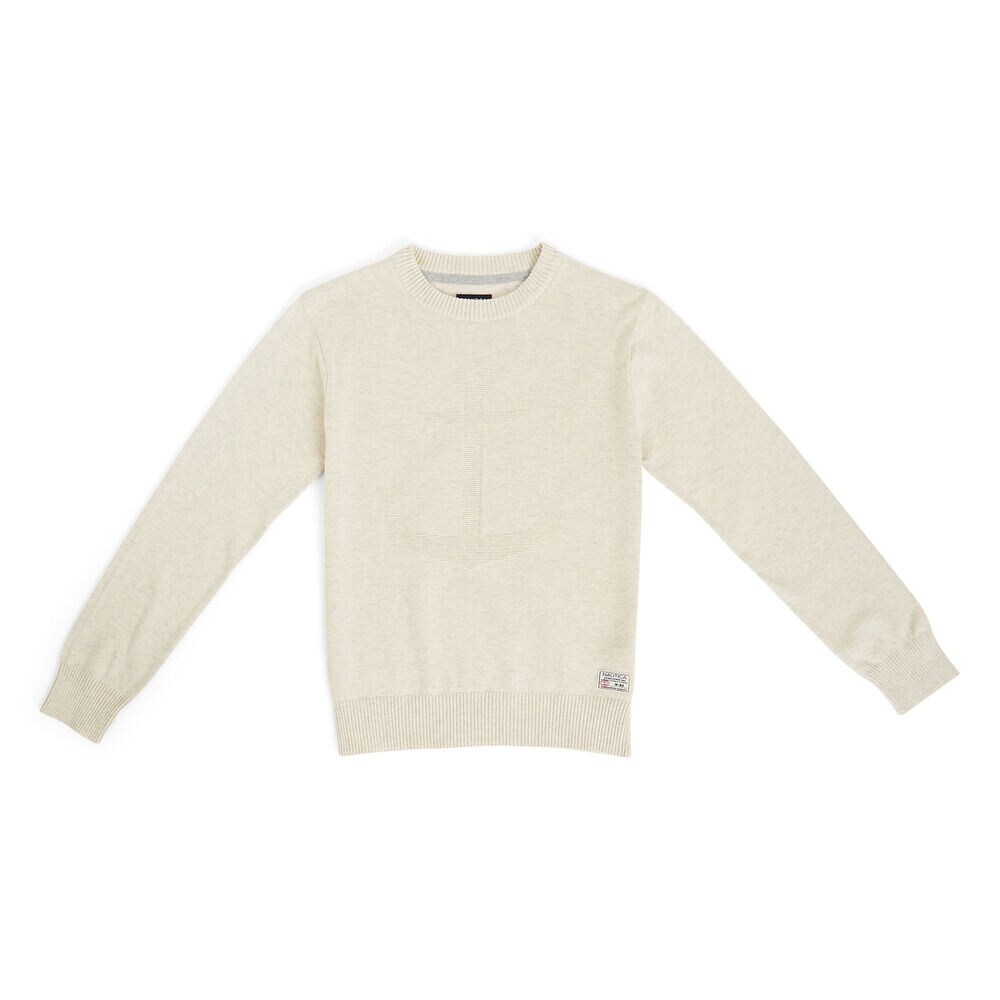 Little Boys' Bower Anchor Crewneck Sweater (4-7),Sail White,large