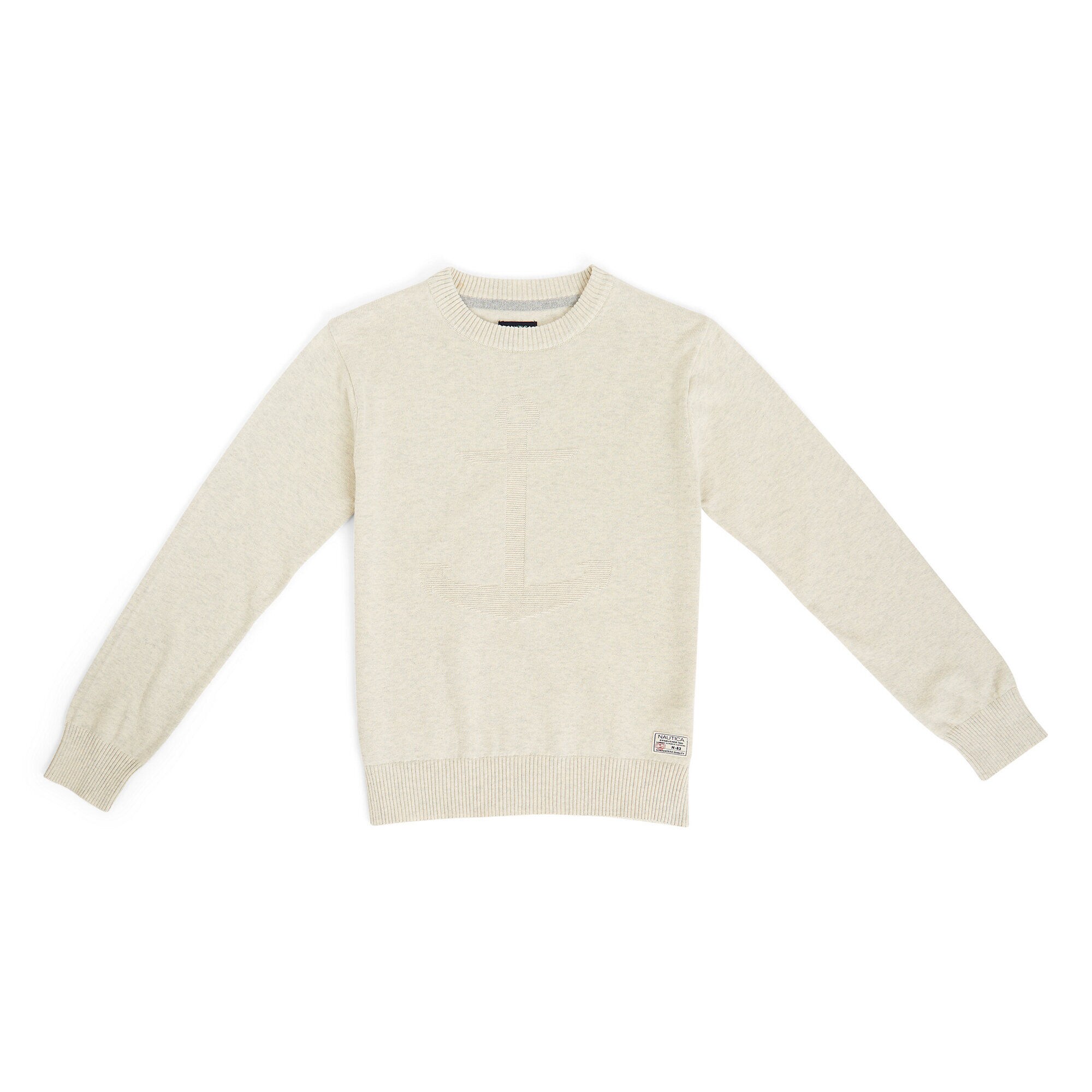 Little Boys' Bower Anchor Crewneck Sweater (4-7),Sail White,large