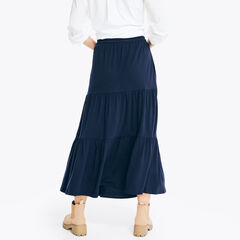 Sustainably Crafted Tiered Midi Skirt,Stellar Blue Heather,large