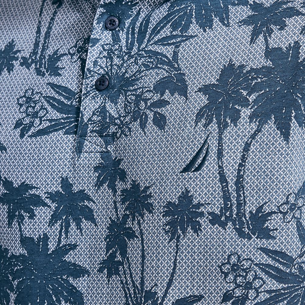 CLASSIC FIT PALM TREE PRINT POLO,Lapis Blue,large