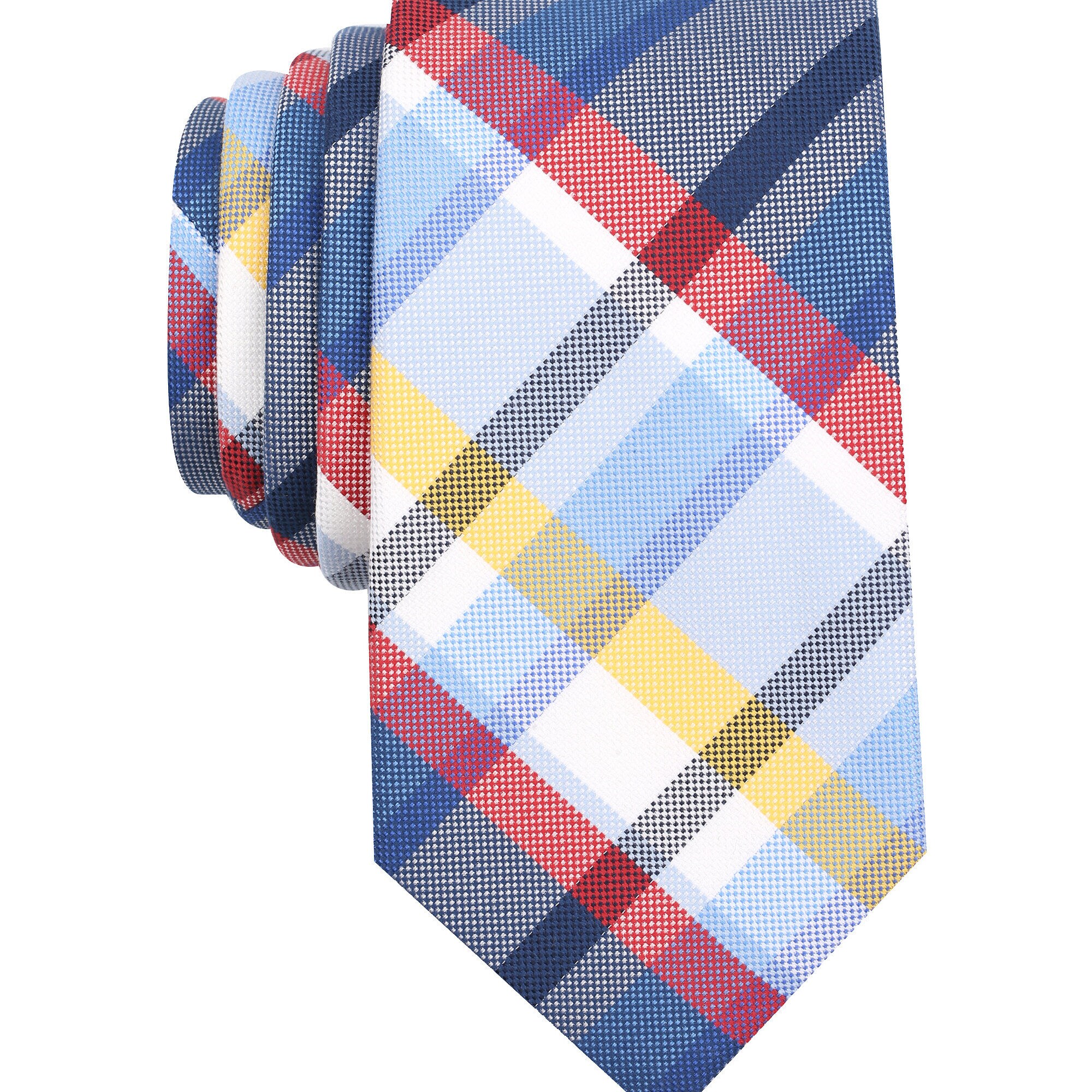 Silk Blend Largo Plaid Tie,Light Tide Water Wash,large