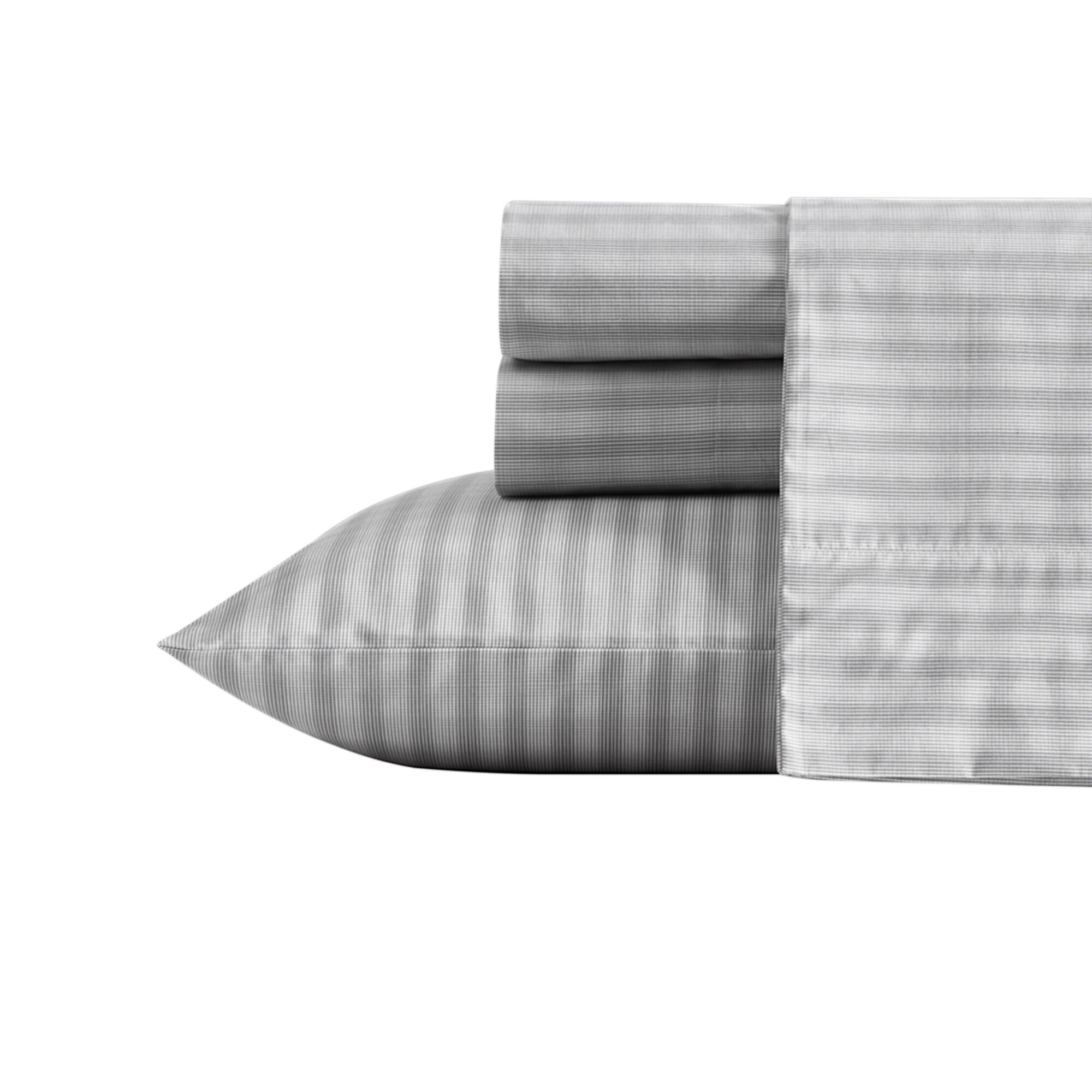 PLAID GREY TWIN XL SHEET SET,Heather,large