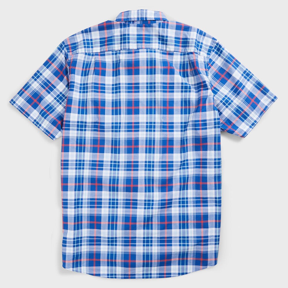 BIG & TALL CLASSIC FIT PLAID SHIRT,Windsurf Blue,large