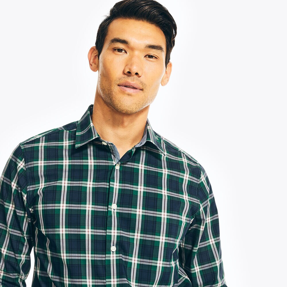 NAVTECH TRIM FIT PLAID SHIRT,Peacoat,large