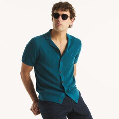 Textured Sweater Polo,Capri Blue,large