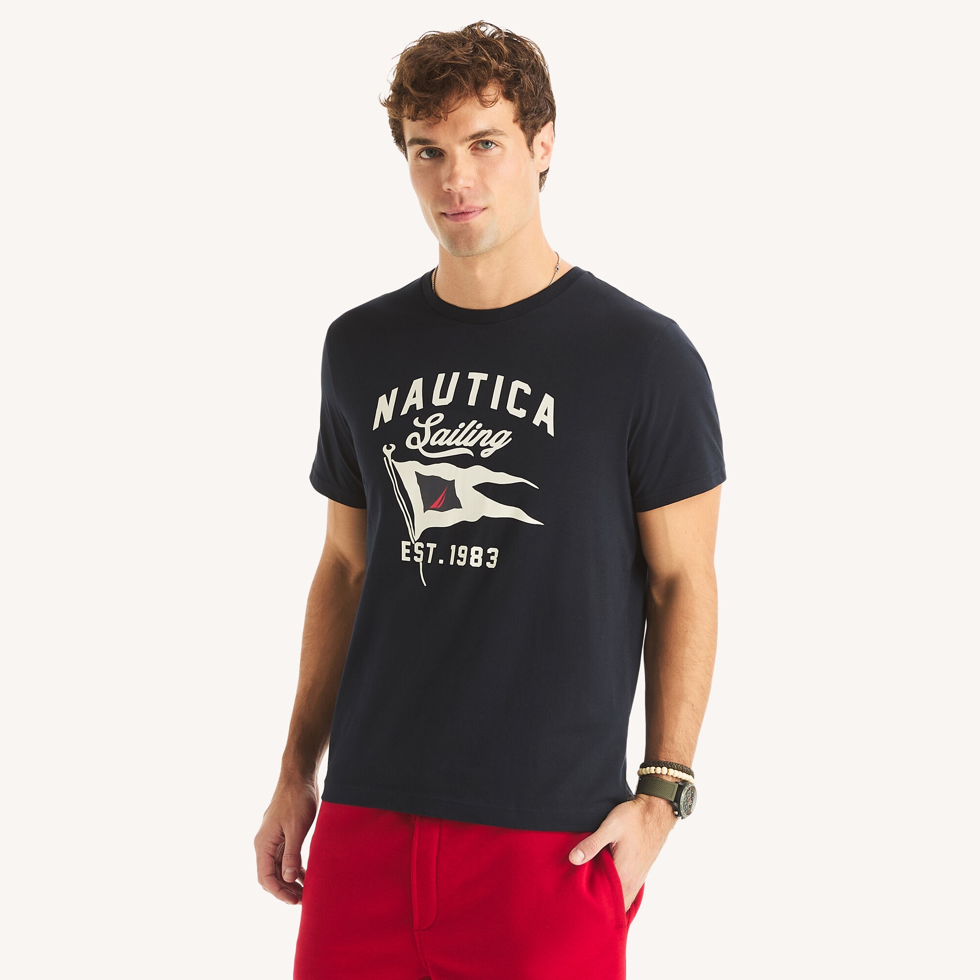 Sailing Graphic T-Shirt,Navy,large