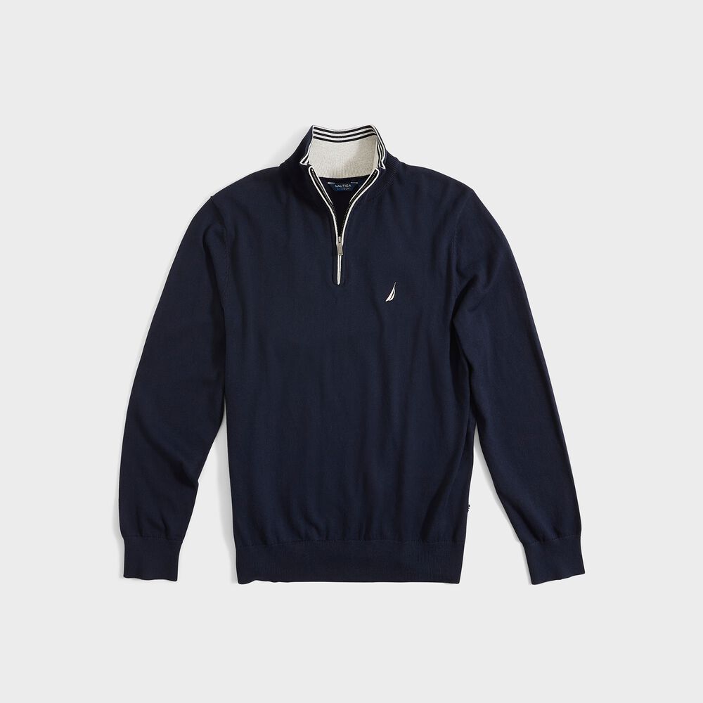 NAVTECH QUARTER-ZIP SWEATER,Navy,large