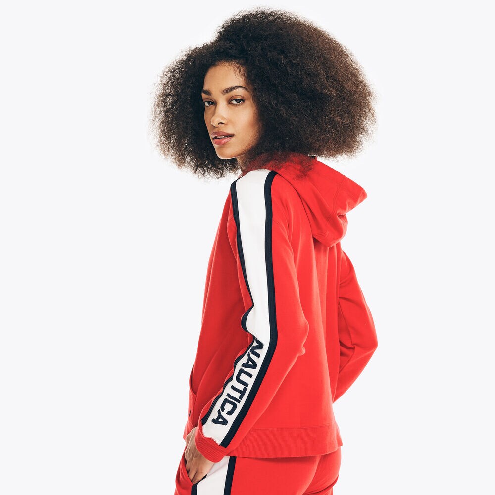 COLORBLOCK PULLOVER HOODIE,Tomales Red,large