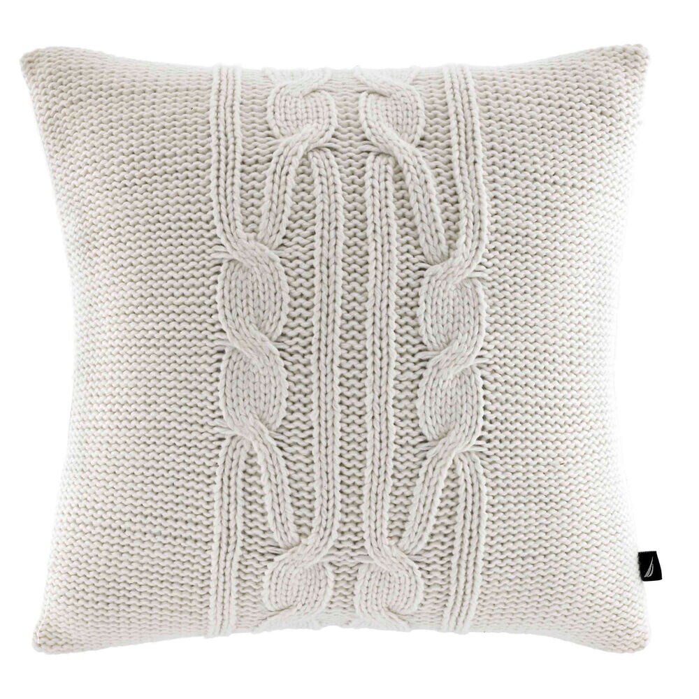 Cable-Knit Throw Pillow,Sail White,large