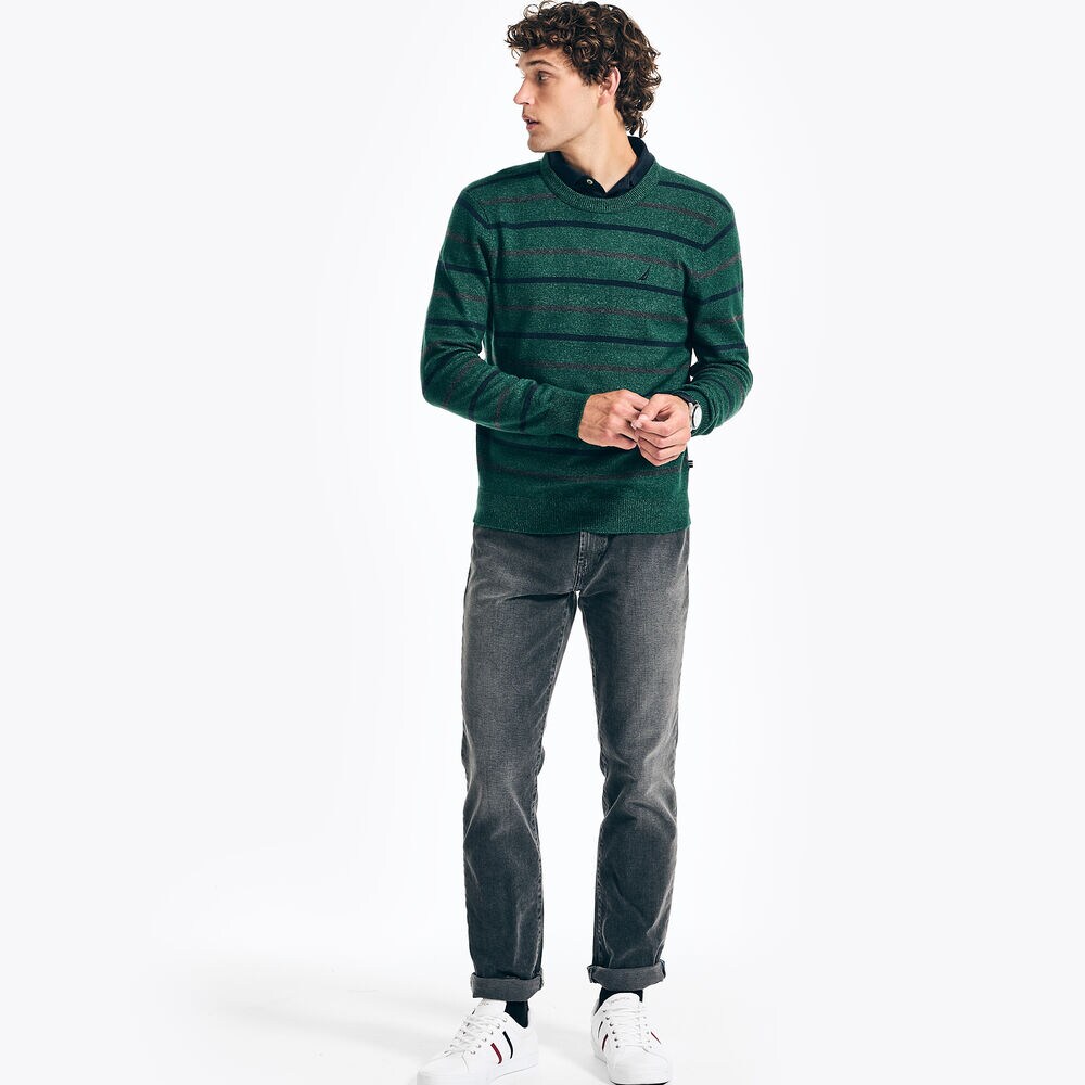 SUSTAINABLY CRAFTED STRIPED SWEATER,Cosmic Fern,large