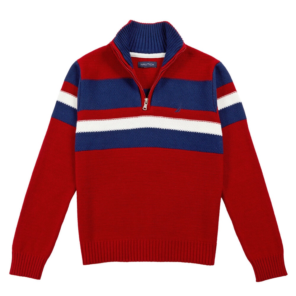 Little Boys' Chest Stripe Sweater (4-7),Dark Acacia,large