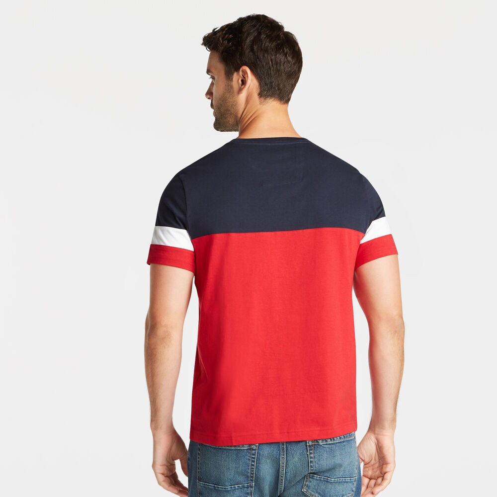 PIECED COLORBLOCK CREWNECK TEE,Navy,large