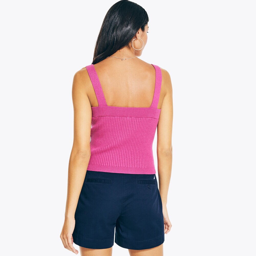 Ribbed Sweater Tank Top,Sunset Pink,large