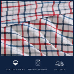 Boating Tattersall Plaid Grey Queen Sheet Set,Heather,large
