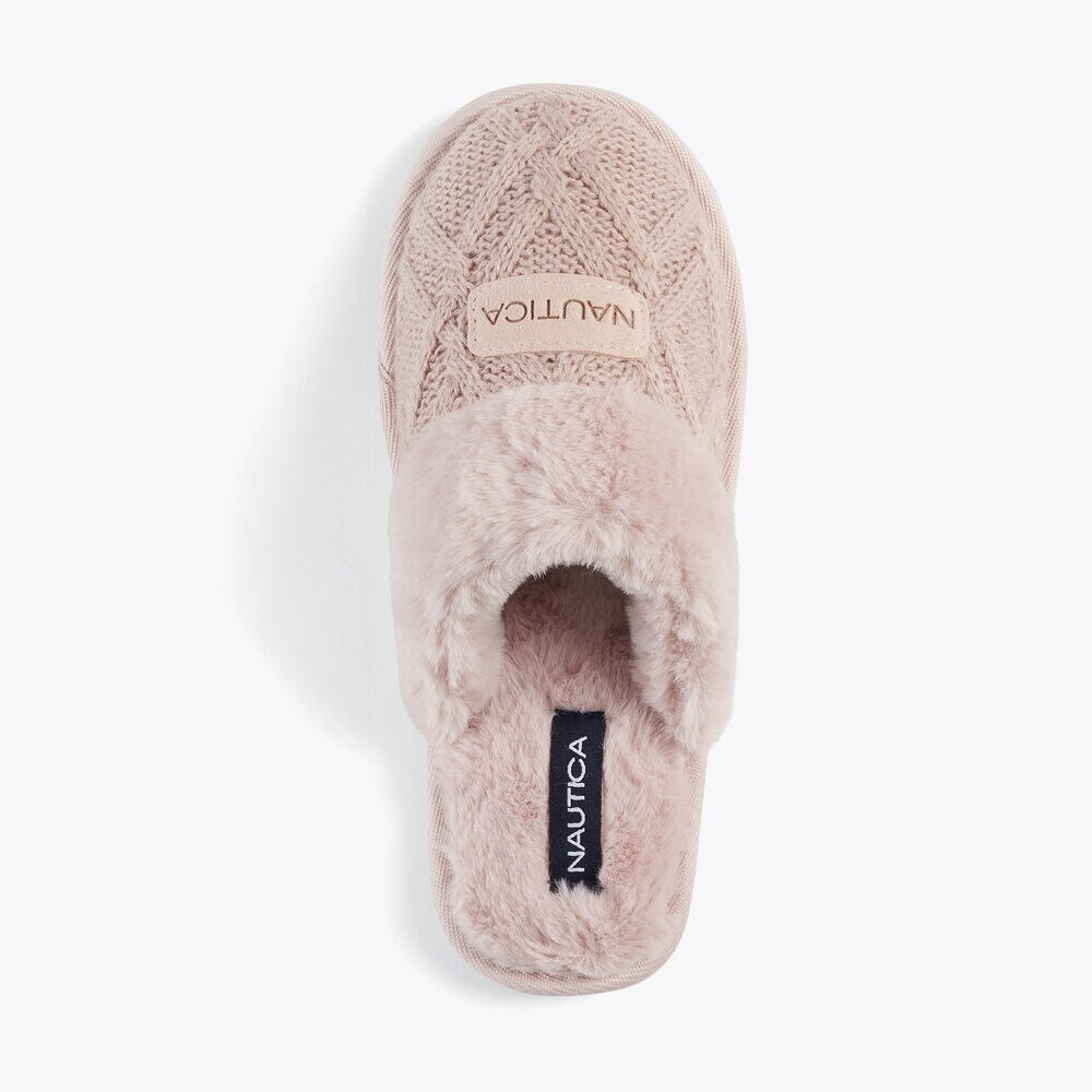 WOOL KNIT SLIPPER,Mauve Glow,large