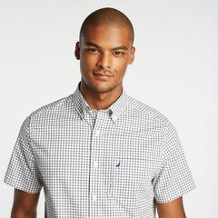 CLASSIC FIT WRINKLE-RESISTANT TATTERSALL SHORT SLEEVE SHIRT,Spruce,large