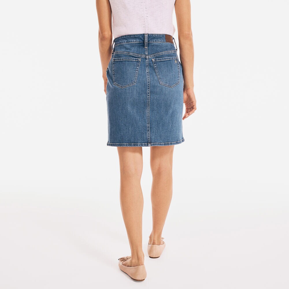 NAUTICA JEANS CO. TRUE FLEX UTILITY DENIM SKIRT,Classic Hookline Wash,large