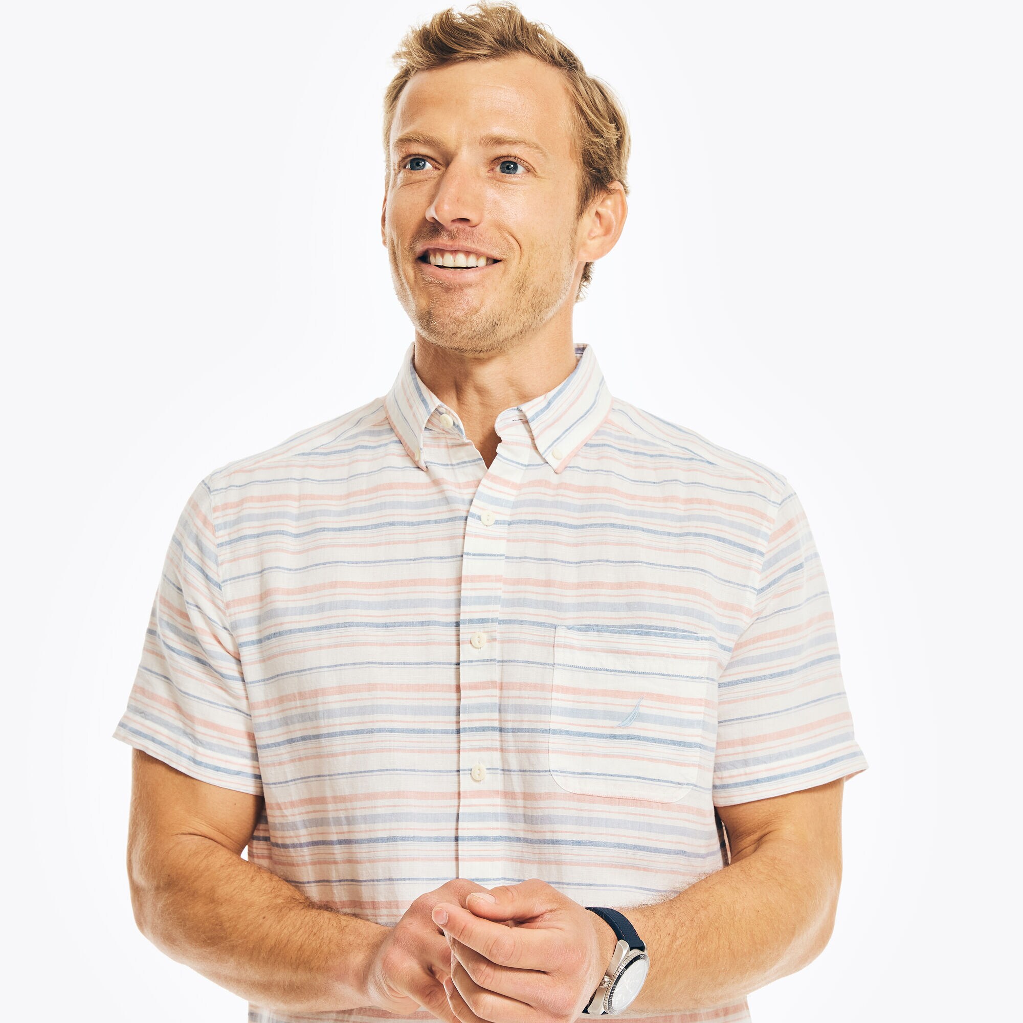 LINEN SHORT-SLEEVE SHIRT,Sail White,large