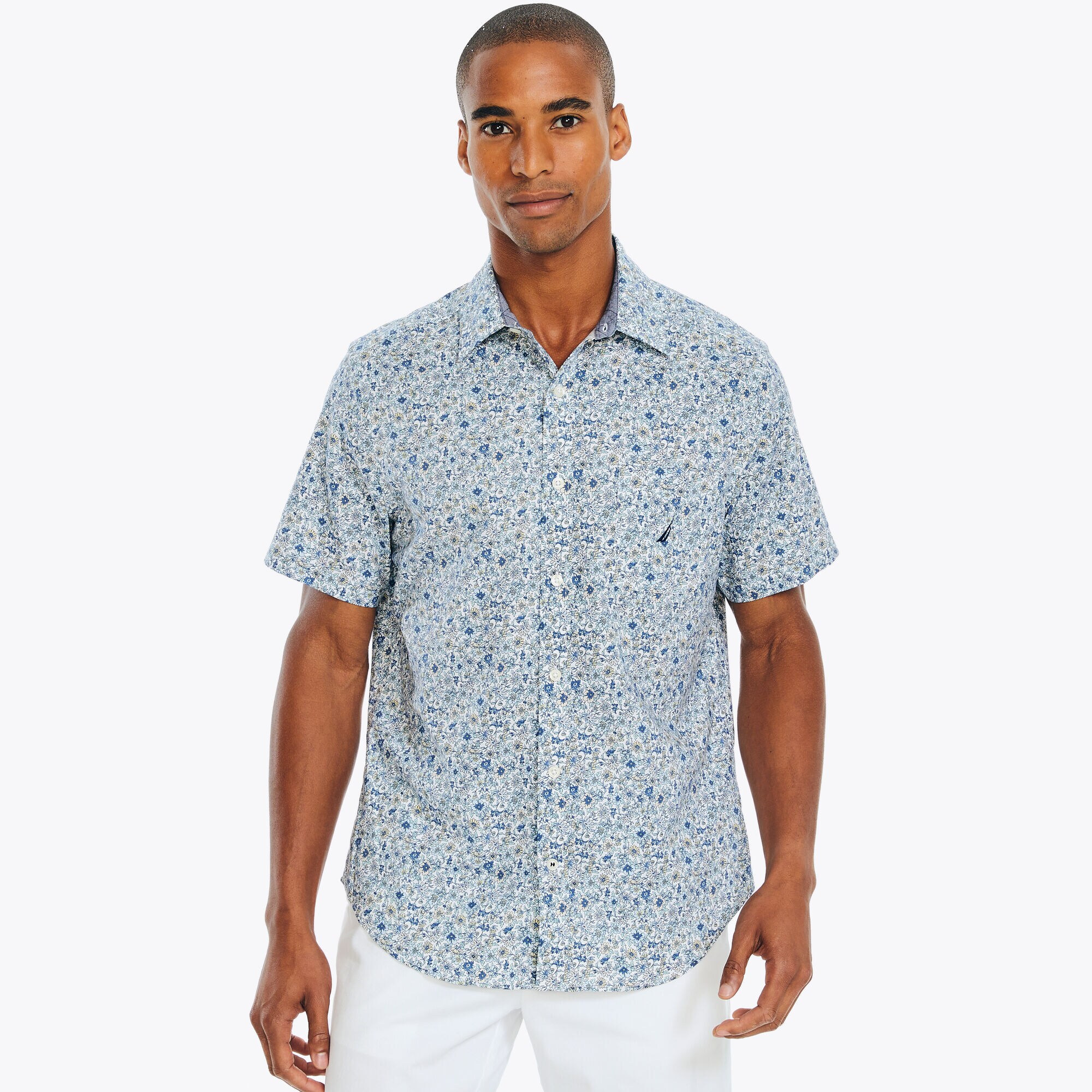 Printed Short-Sleeve Shirt,Sail White,large