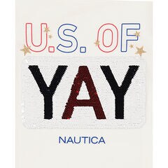Girls' Sequin Us Of Yay T-Shirt (7-16),Antique White Wash,large
