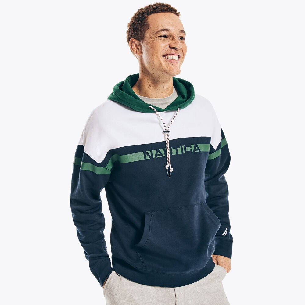 BIG & TALL COLORBLOCK HOODIE,Navy,large