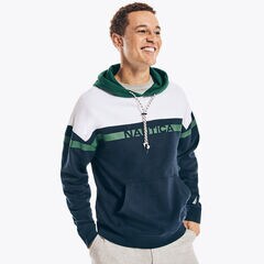 BIG & TALL COLORBLOCK HOODIE,Navy,large