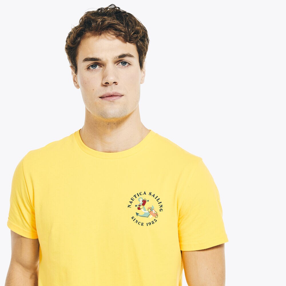 SUSTAINABLY CRAFTED SAILING GRAPHIC T-SHIRT,Marigold,large