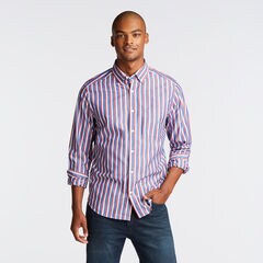 CLASSIC FIT POPLIN SHIRT IN VERTICAL STRIPE,Limoges,large