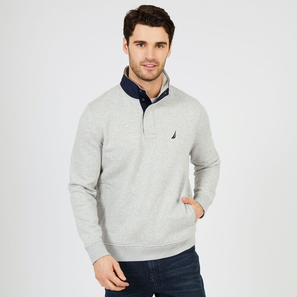 Quarter-Snap Tech Fleece Pullover,Grey Heather,large