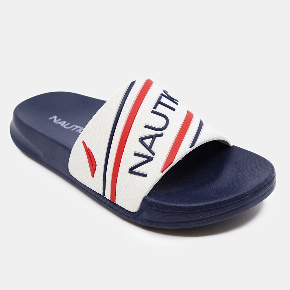 BOY'S LOGO SLIDE SANDAL,Antique White Wash,large