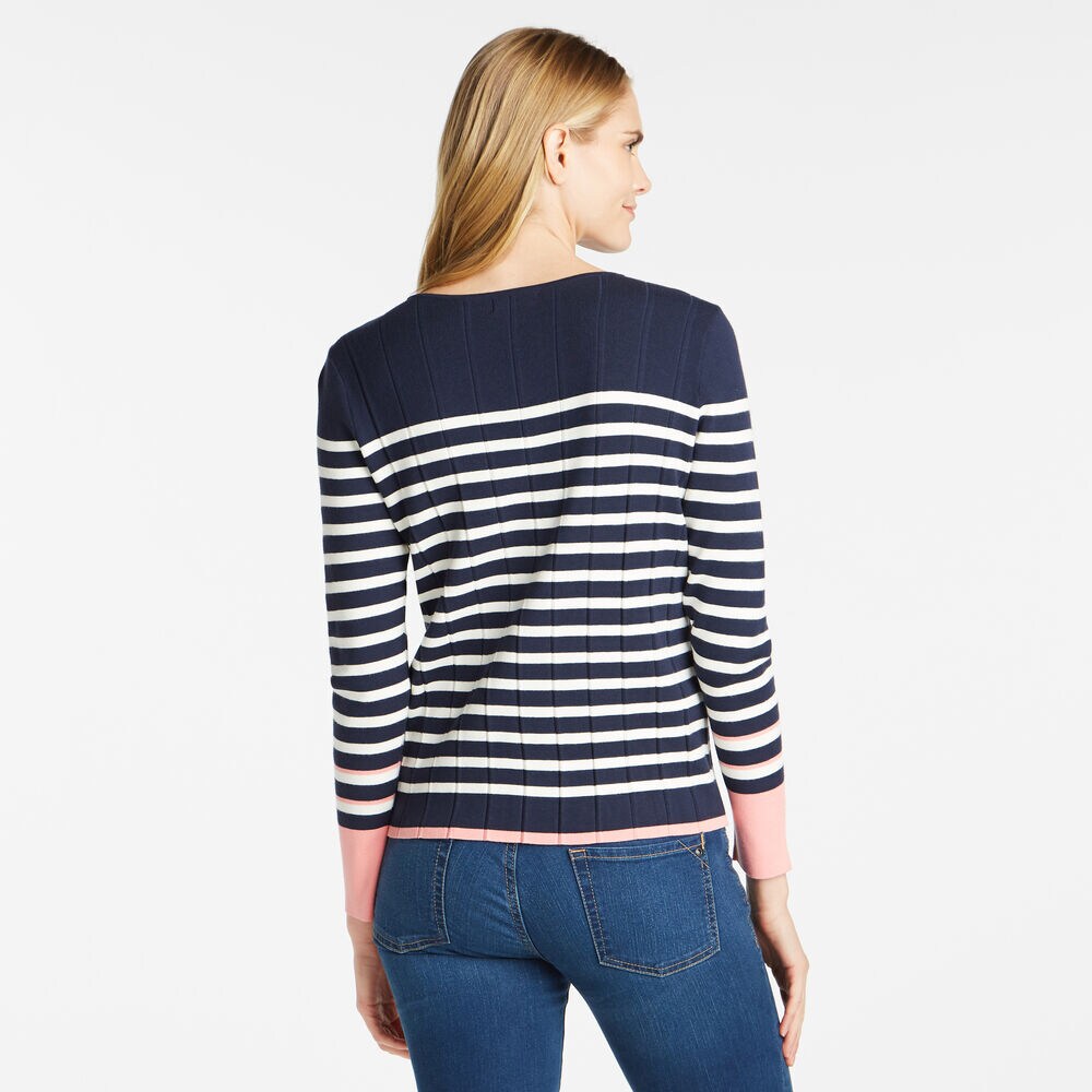 STRIPE COLORBLOCK CREWNECK SWEATER,Stellar Blue Heather,large