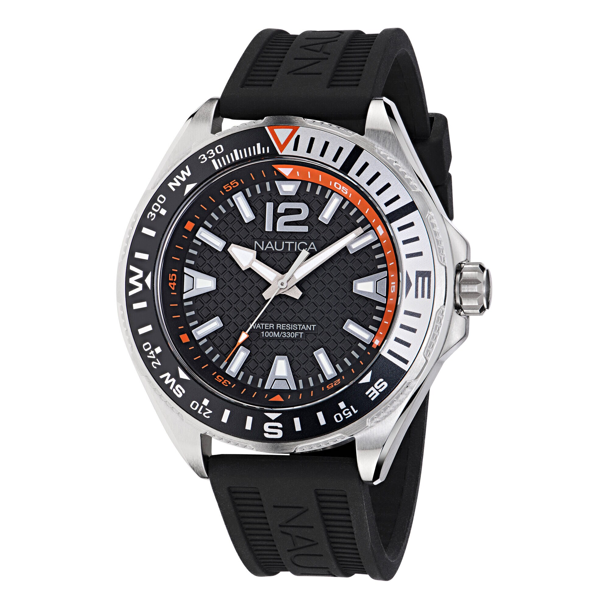 Clearwater Beach 3-Hand Silicone Watch,Multi,large