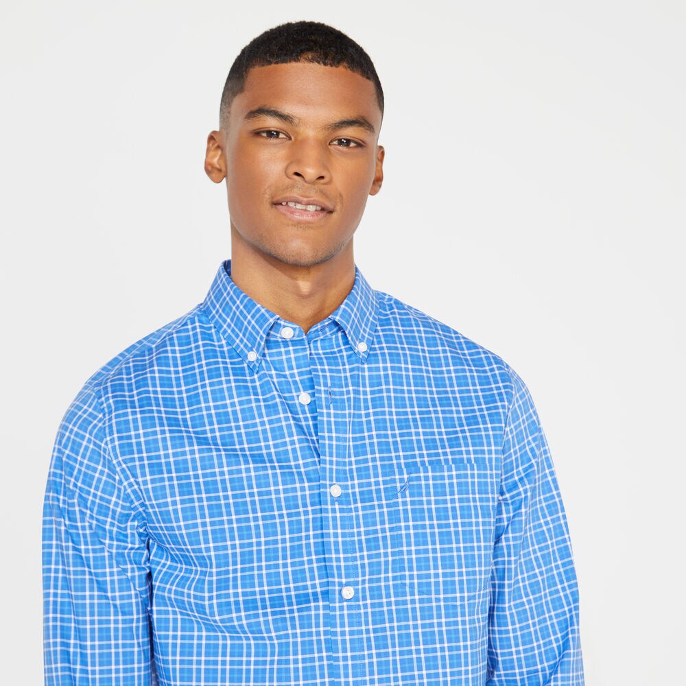 SLIM FIT WRINKLE-RESISTANT MINI TATTERSALL SHIRT,Rolling River Wash,large